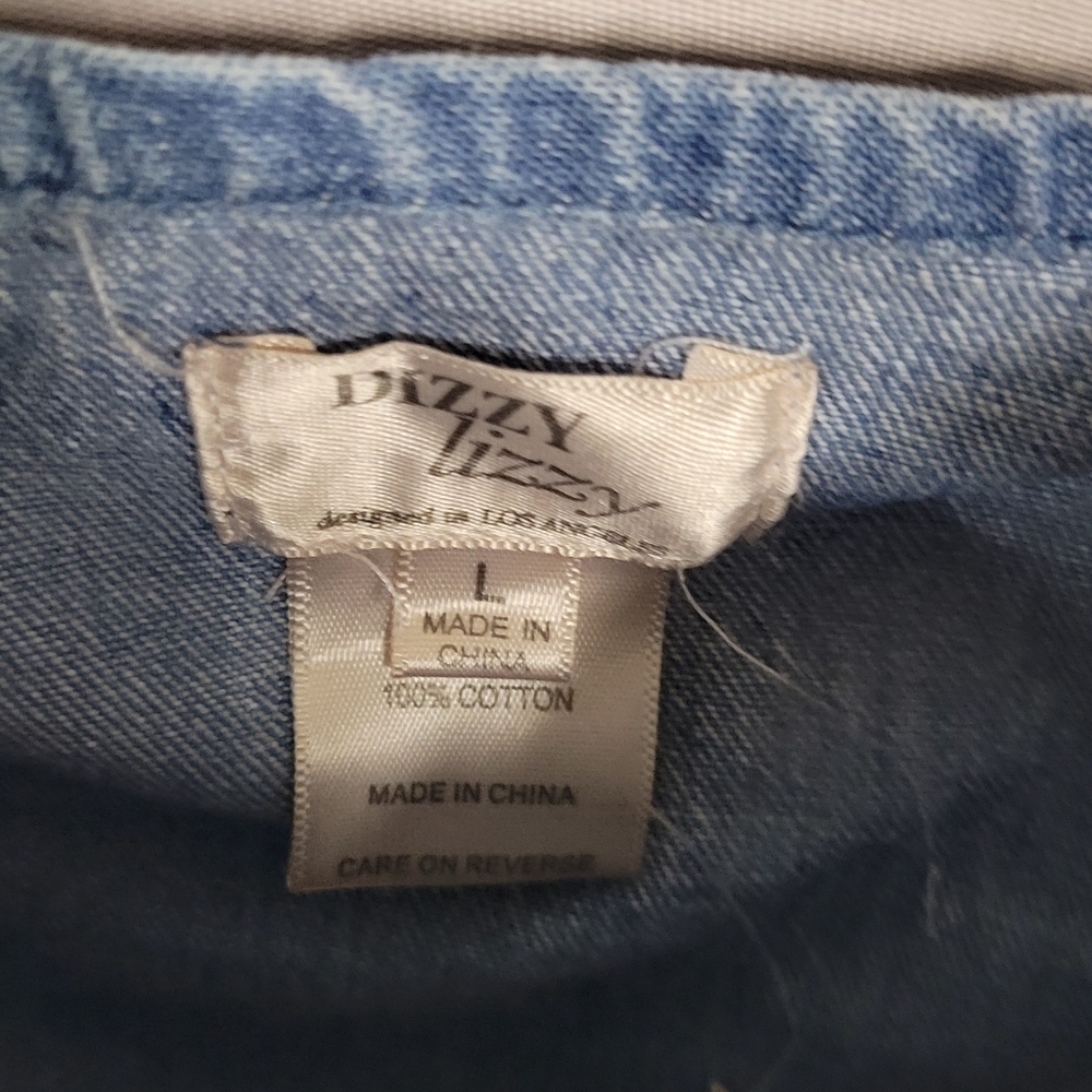 Dizzy lizzy Denim Strapy Sleeve Large Midriff Top - Picture 4 of 6